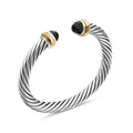 David Yurman Sterling Silver and Yellow Gold Classic Cable Black Onyx Bracelet
