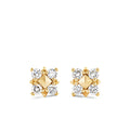 David Yurman Yellow Gold Petite Modern Renaissance Pyramid Diamond Stud Earrings with Diamonds