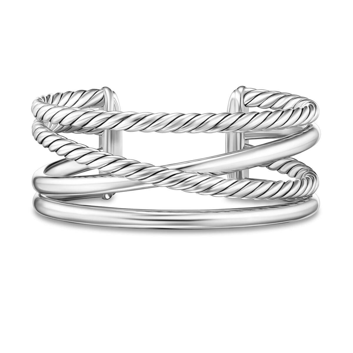 David Yurman Sterling Silver Bold Crossover Multi Row Cuff Bracelet