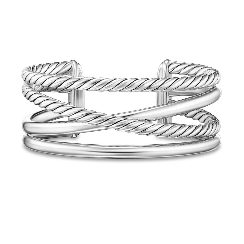 Sterling Silver Bold Crossover Multi Row Cuff Bracelet: David Yurman