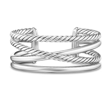 Sterling Silver Bold Crossover Multi Row Cuff Bracelet: David Yurman
