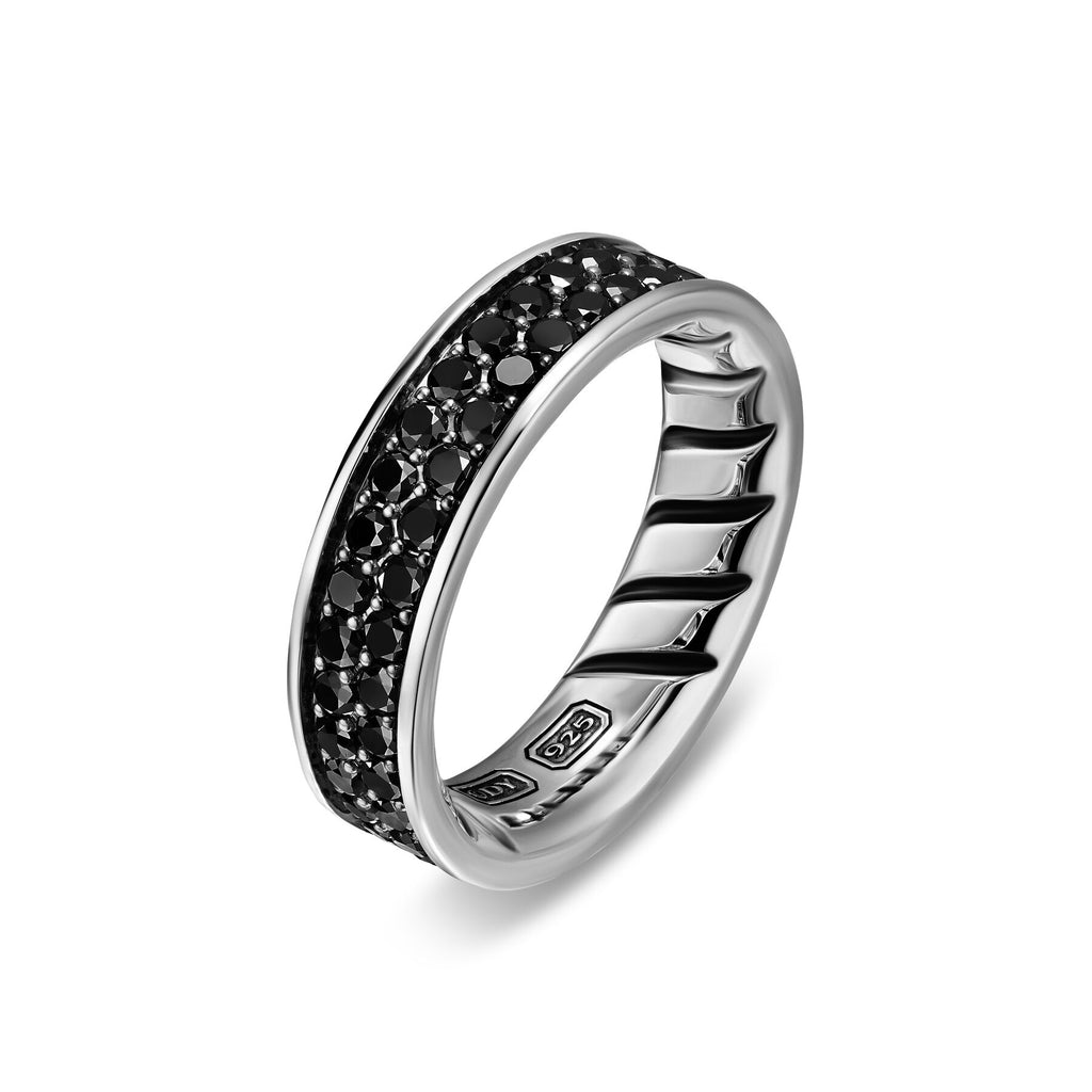 David Yurman Sterling Silver Streamline Black Diamond Band Ring
