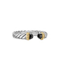David Yurman Sterling Silver and Yellow Gold Petite Cable Black Onyx Open Ring