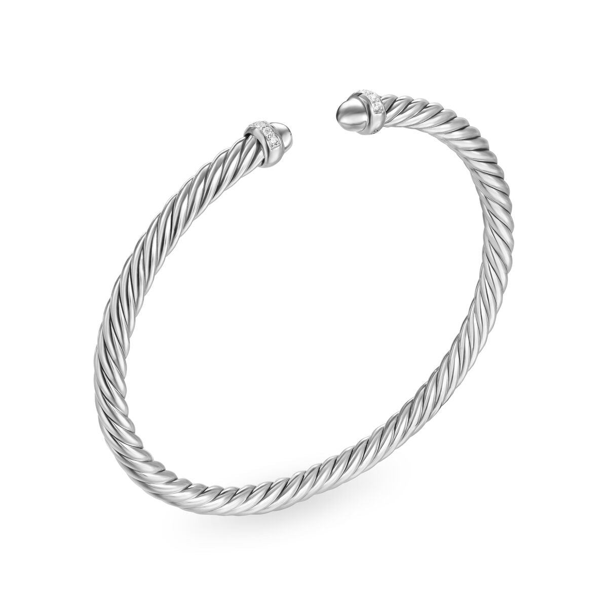 David Yurman Sterling Silver 4 mm Cable Flex Bracelet with Diamonds
