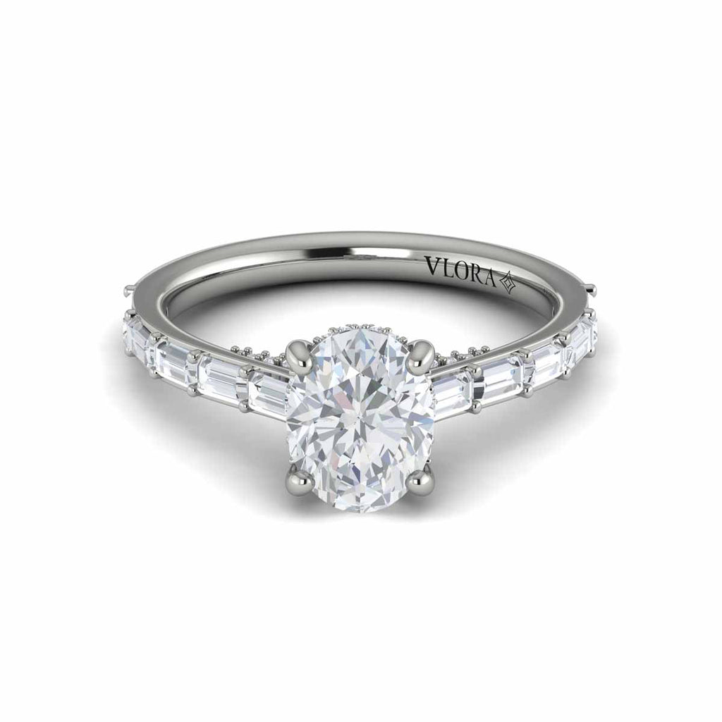 Vlora Baguette Diamond Cathedral Engagement Ring