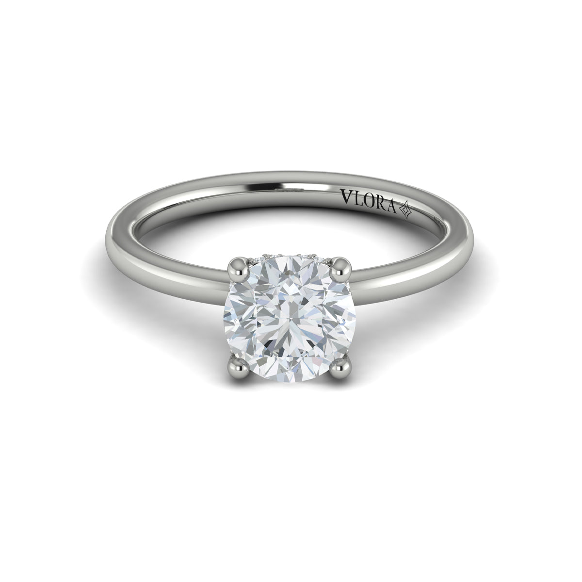 Vlora White Gold Diamond Hidden Halo Engagement Ring Mounting
