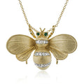 Simon G Yellow Gold Emerald and Diamond Bee Pendant Necklace