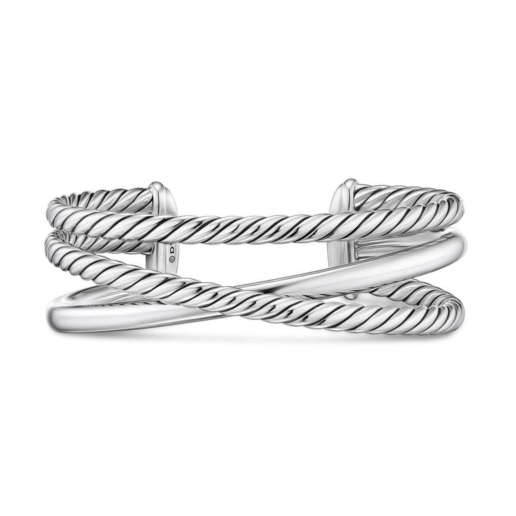 David Yurman Sterling Silver 20 mm Bold Crossover 3-Row Bracelet