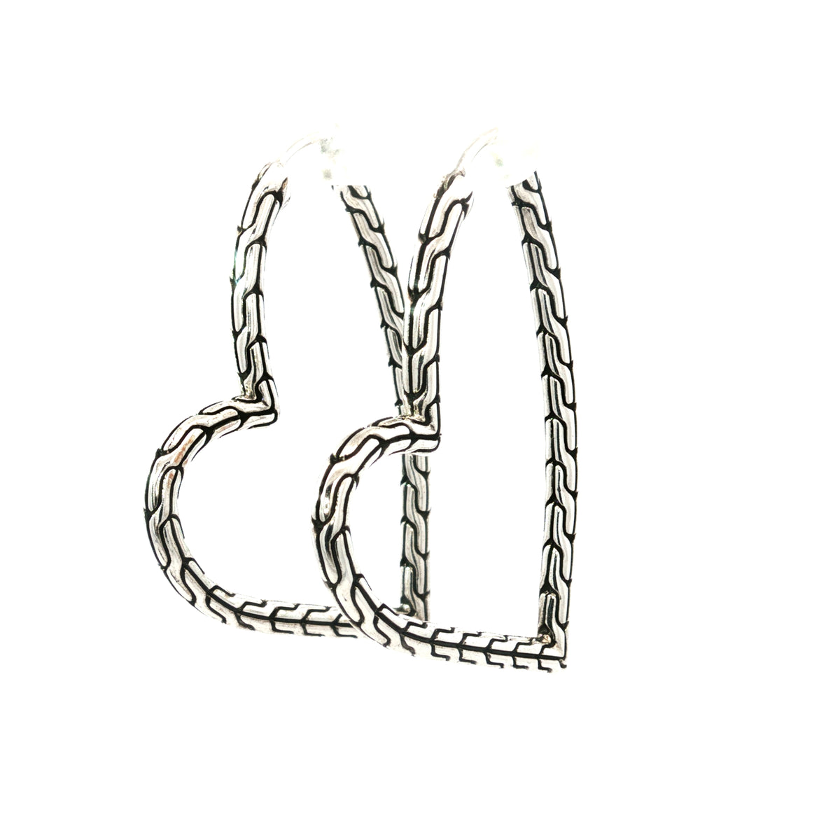 Estate John Hardy Sterling Silver Heart Hoops