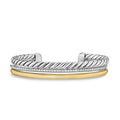 David Yurman Sterling Silver and Yellow Gold Mercer 3-Row Bracelet with Diamonds
