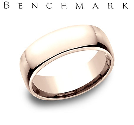 Benchmark Rose Gold Euro Comfort Fit Wedding Band