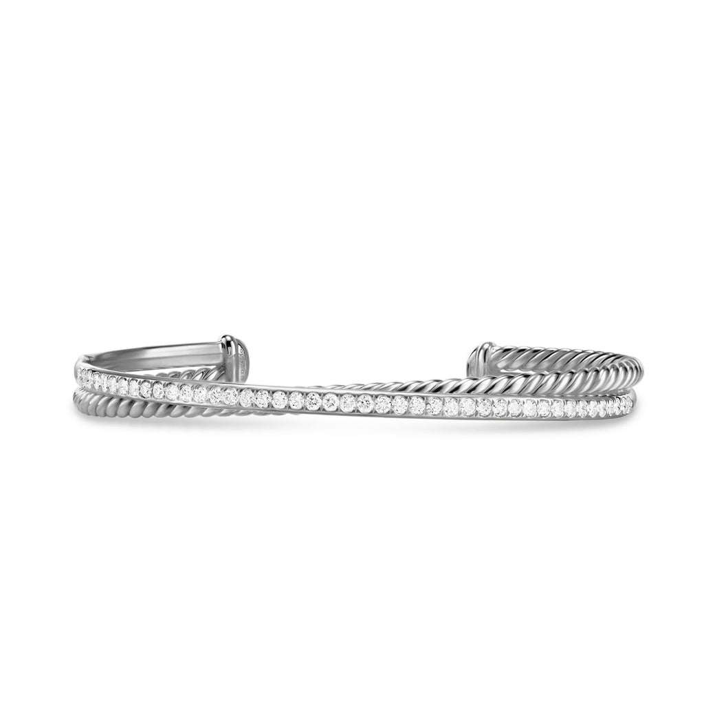 David Yurman Sterling Silver Crossover Two Row Bracelet