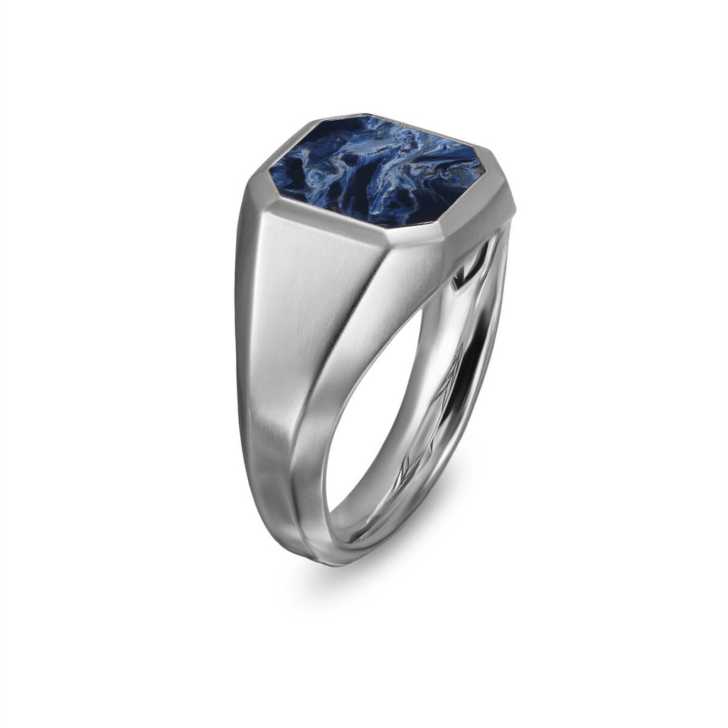 David Yurman Sterling Silver Streamline Pietersite Signet Ring