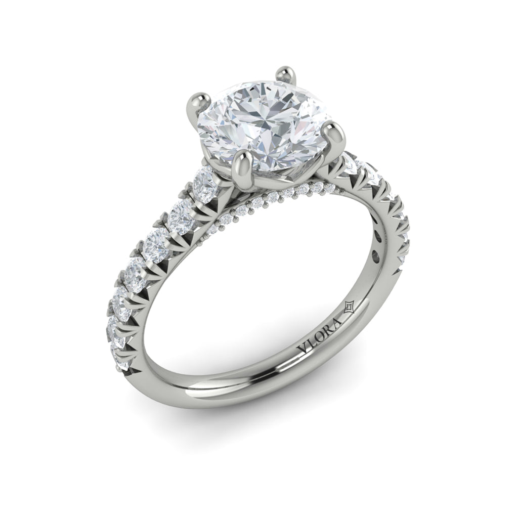 Vlora White Gold Diamond Cathedral Engagement Ring Mounting