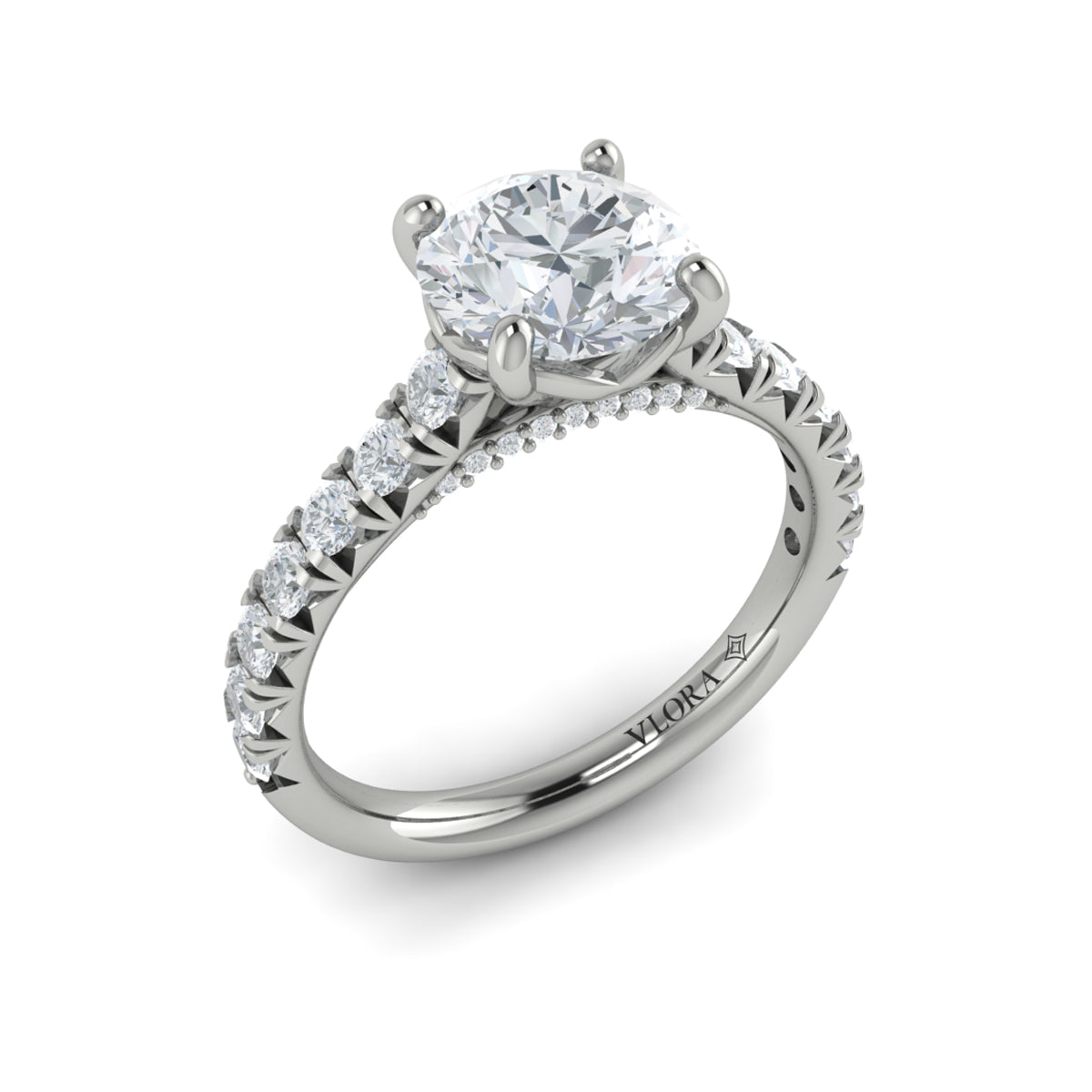 Vlora White Gold Diamond Cathedral Engagement Ring Mounting