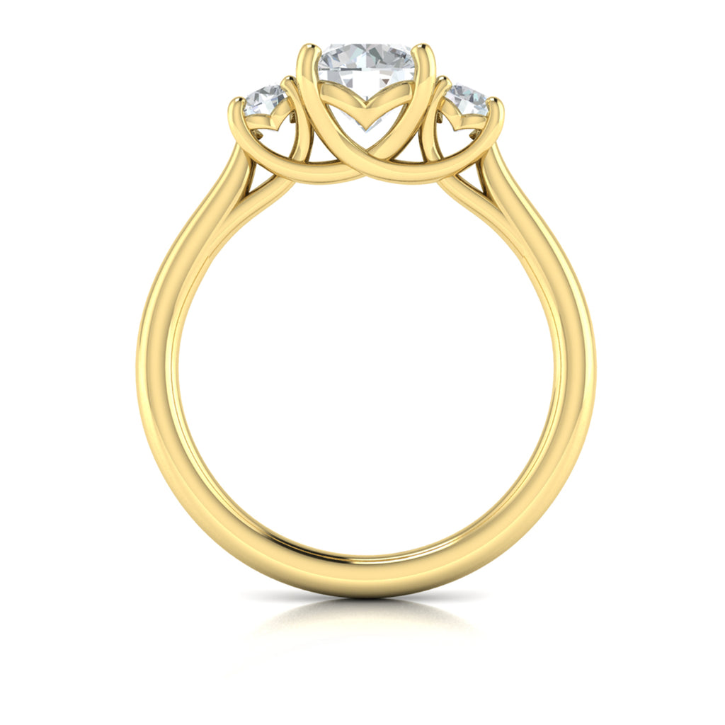 Vlora Yellow Gold Diamond Side Stone Engagement Ring Mounting