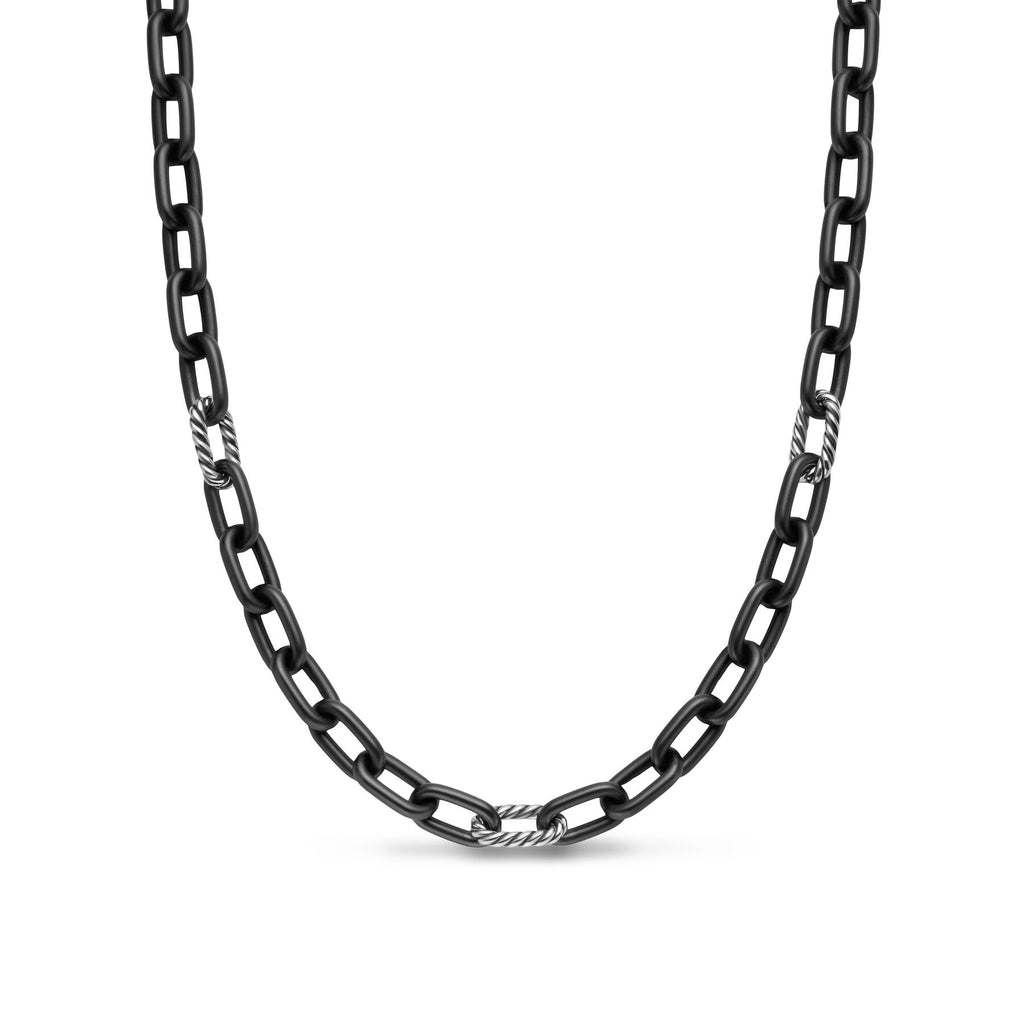 David Yurman Silver and Black Titanium Madison Chain Necklace