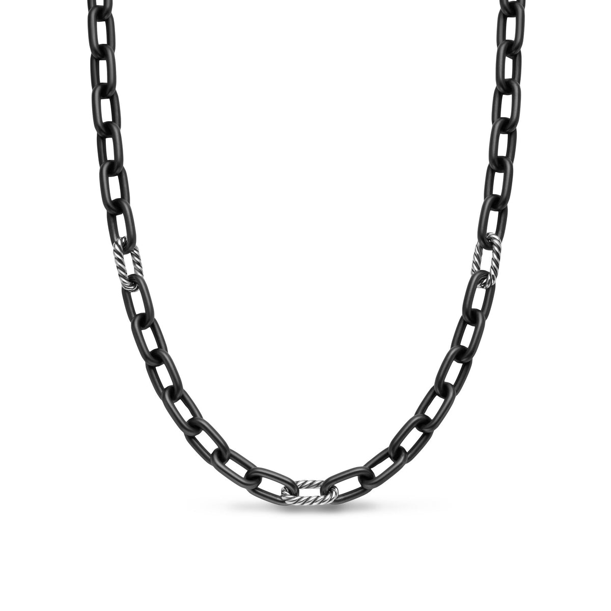 David Yurman Silver and Black Titanium Madison Chain Necklace