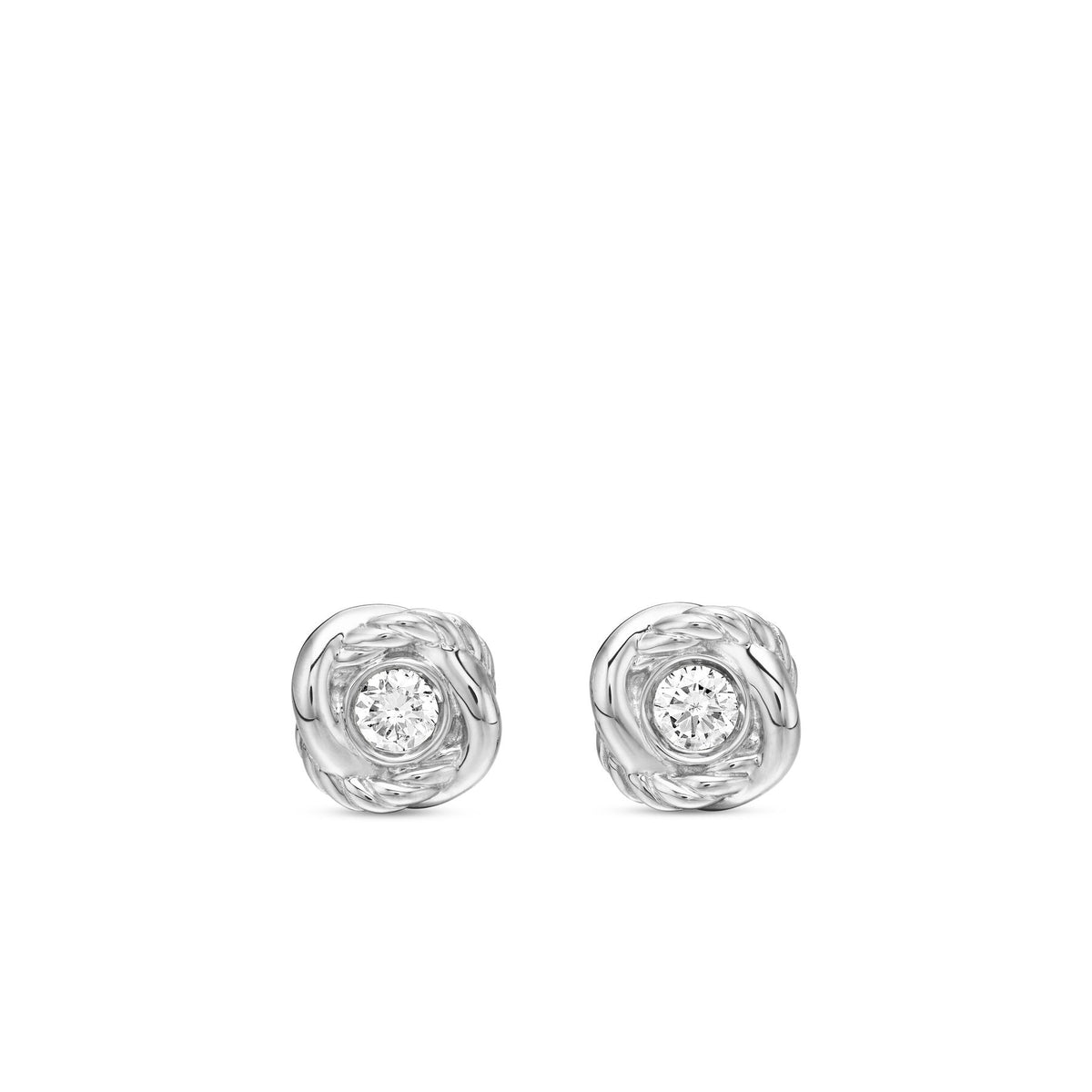 David Yurman Sterling Silver Infinity Stud Earrings with Diamonds