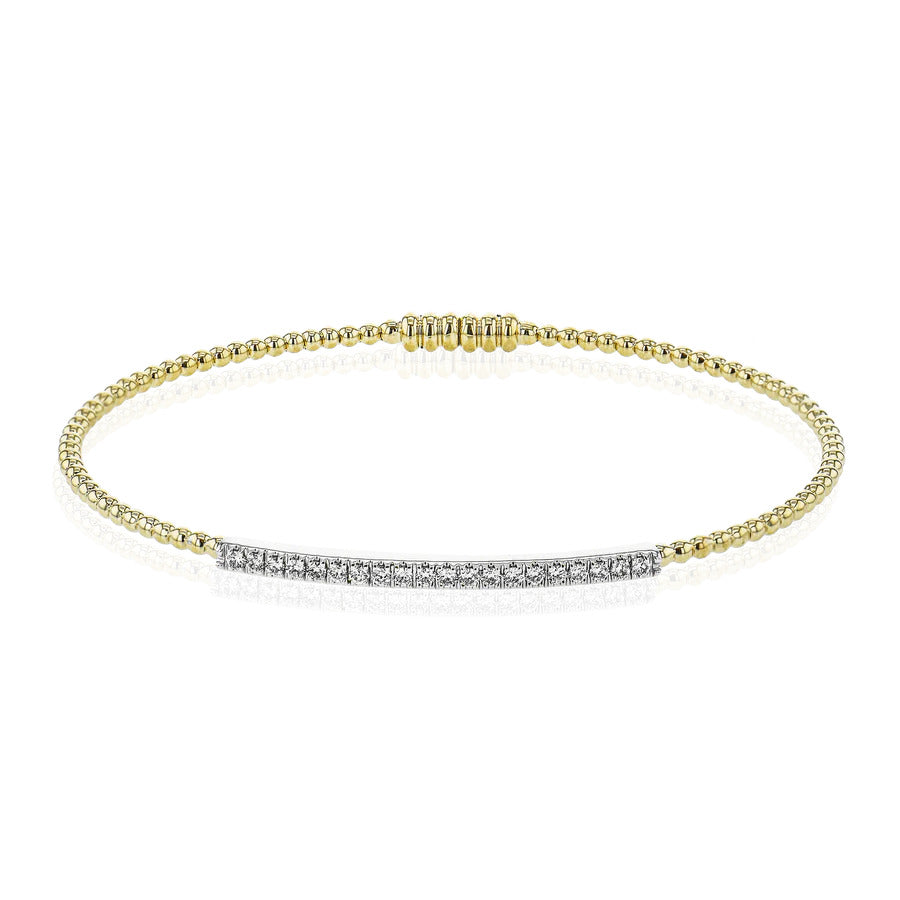 Simon G Gold Diamond Bar Bead Bangle Bracelet