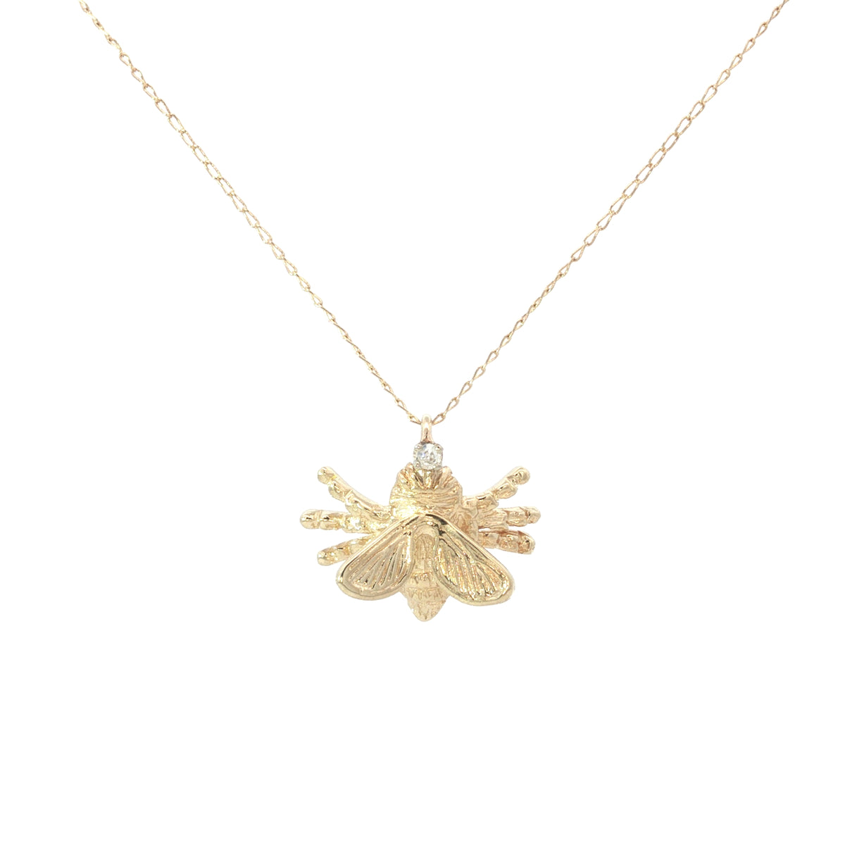 Estate Yellow Gold Bee Pendant Necklace