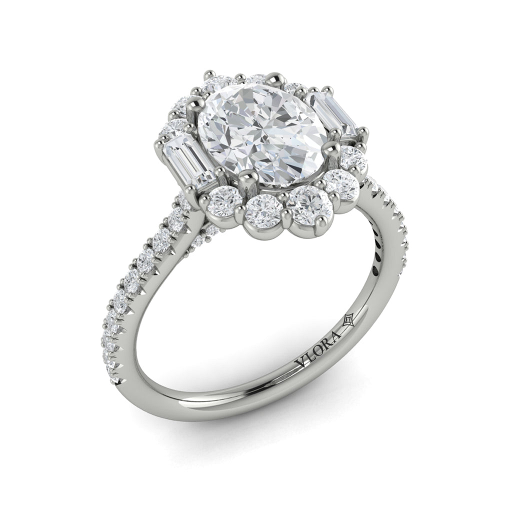 Vlora White Gold Diamond Oval Halo Engagement Ring