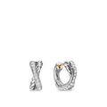 David Yurman Sterling Silver Bold Crossover Huggie Hoop Diamond Earrings