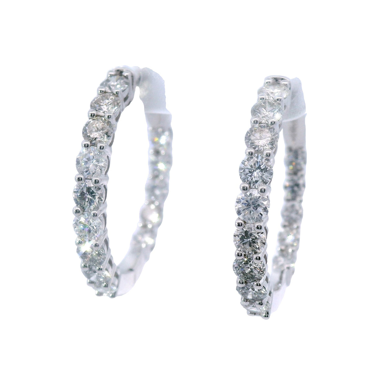 White Gold Inside-Out Three Carat Diamond Hoop Earrings
