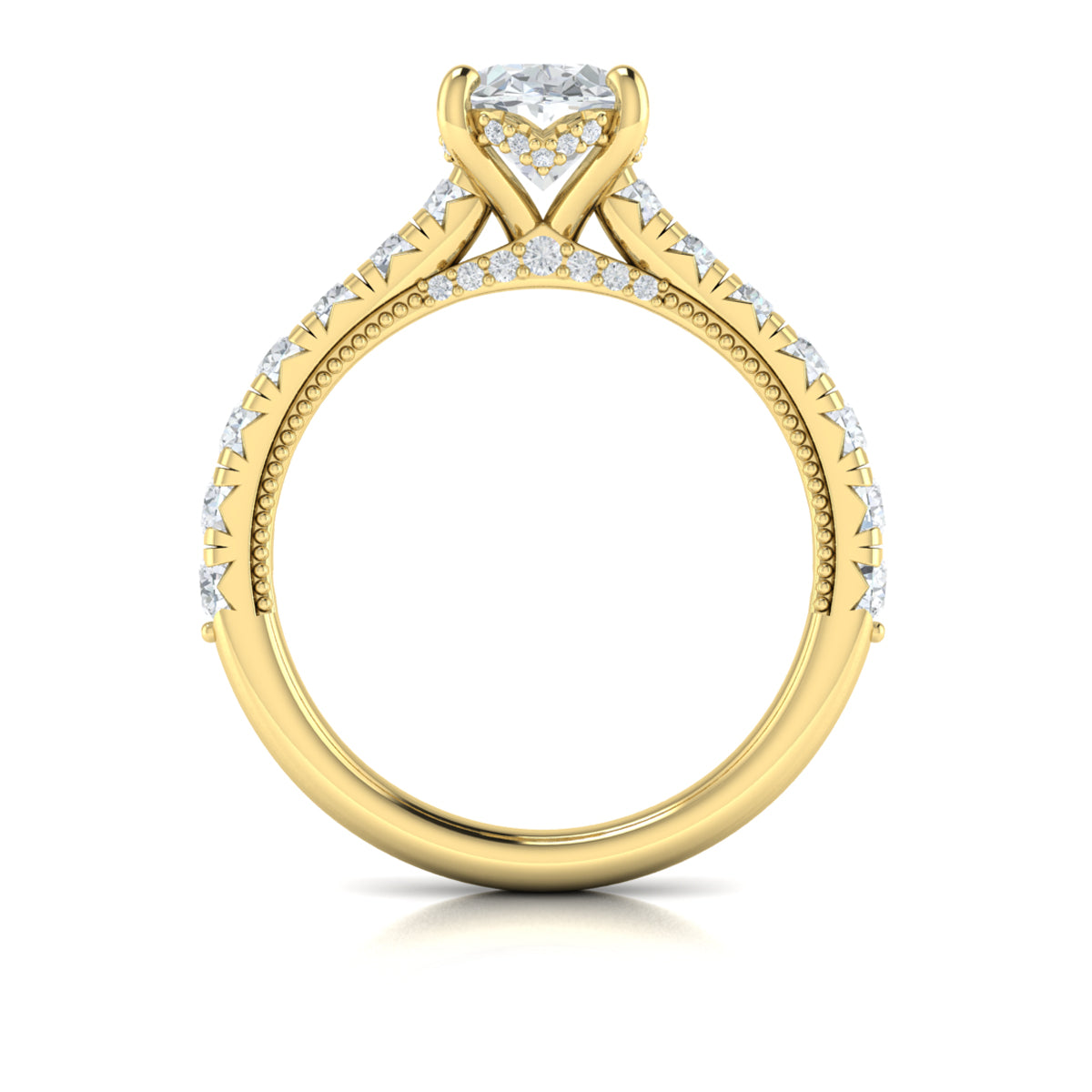 Vlora Yellow Gold Diamond Hidden Halo Engagement Ring