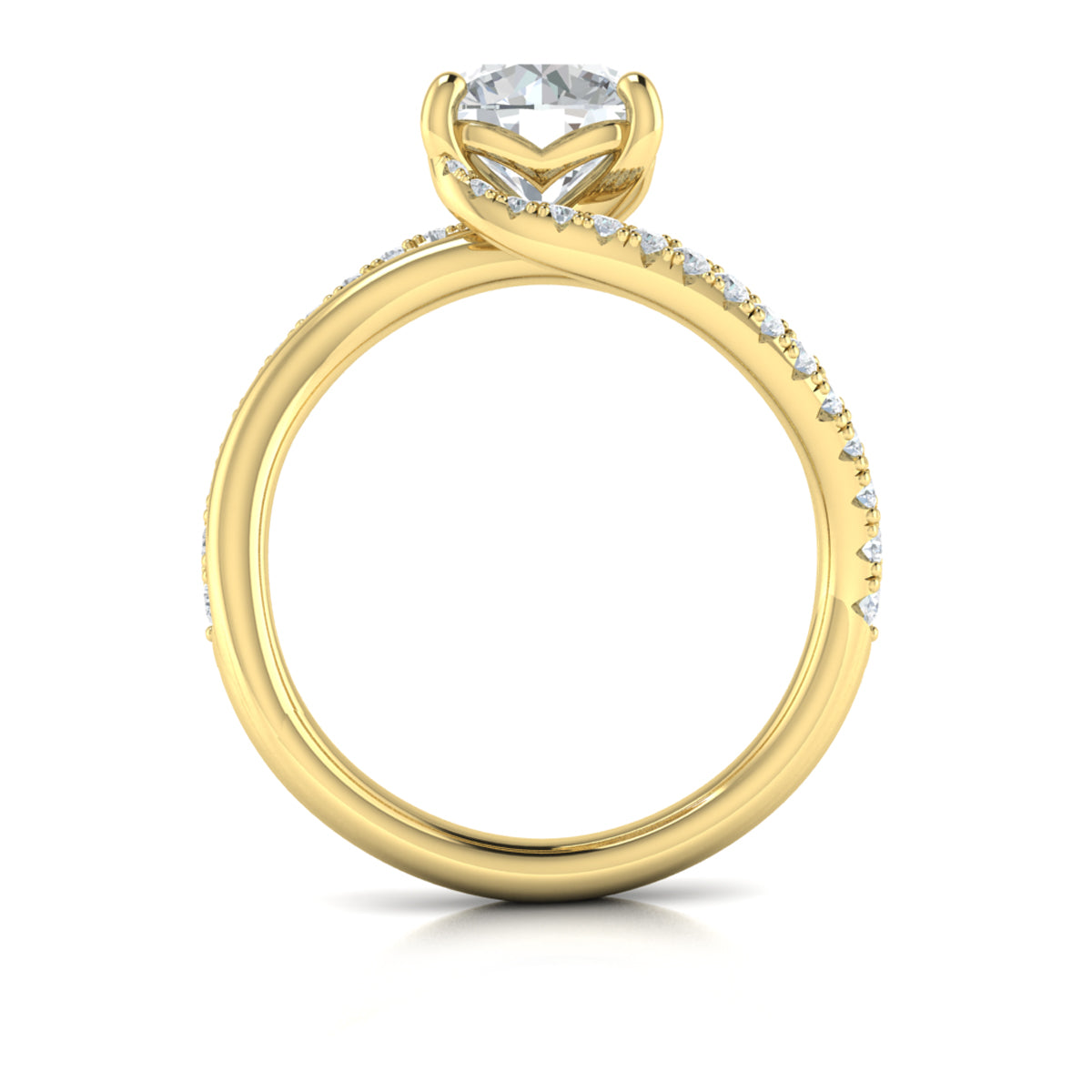 Vlora Yellow Gold Diamond Twist Bypass Design Engagement Ring Mounting