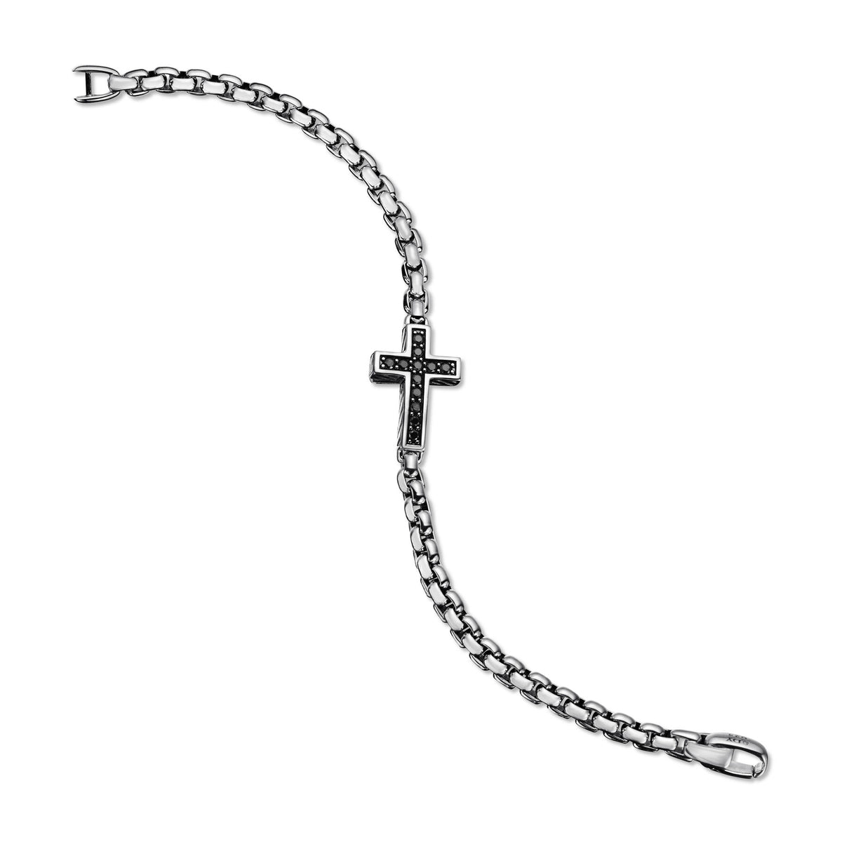 David Yurman Silver Black Diamond Cross Bracelet