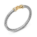 David Yurman Silver and Yellow Gold 6 mm Cable Flex Buckle Bracelet