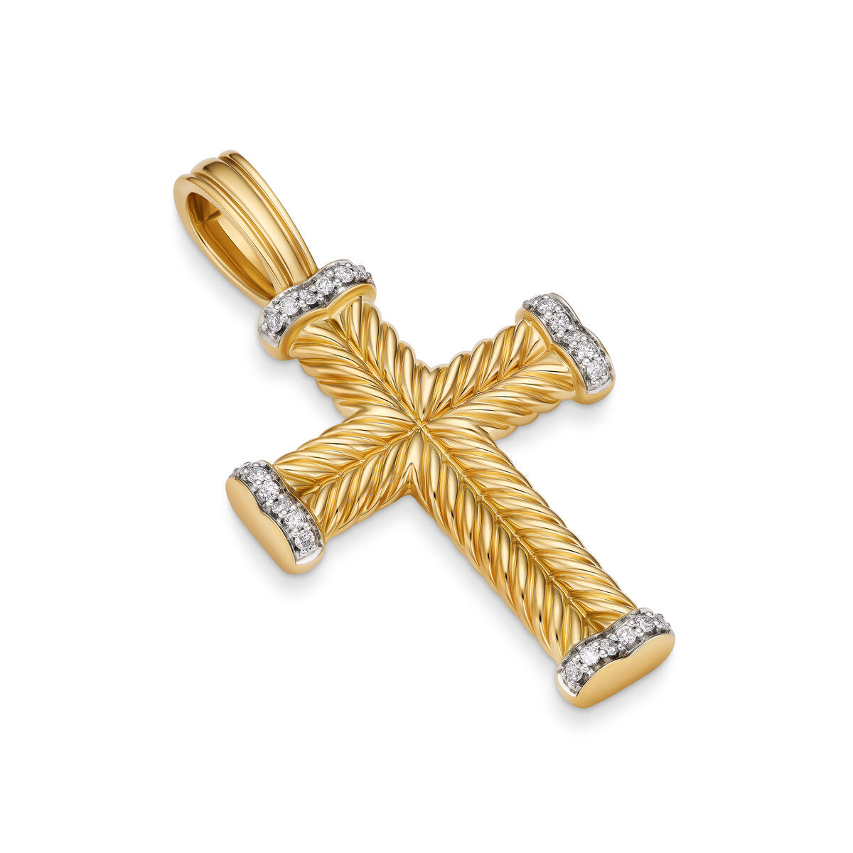 David Yurman Yellow Gold Chevron Cross Enhancer with Diamonds