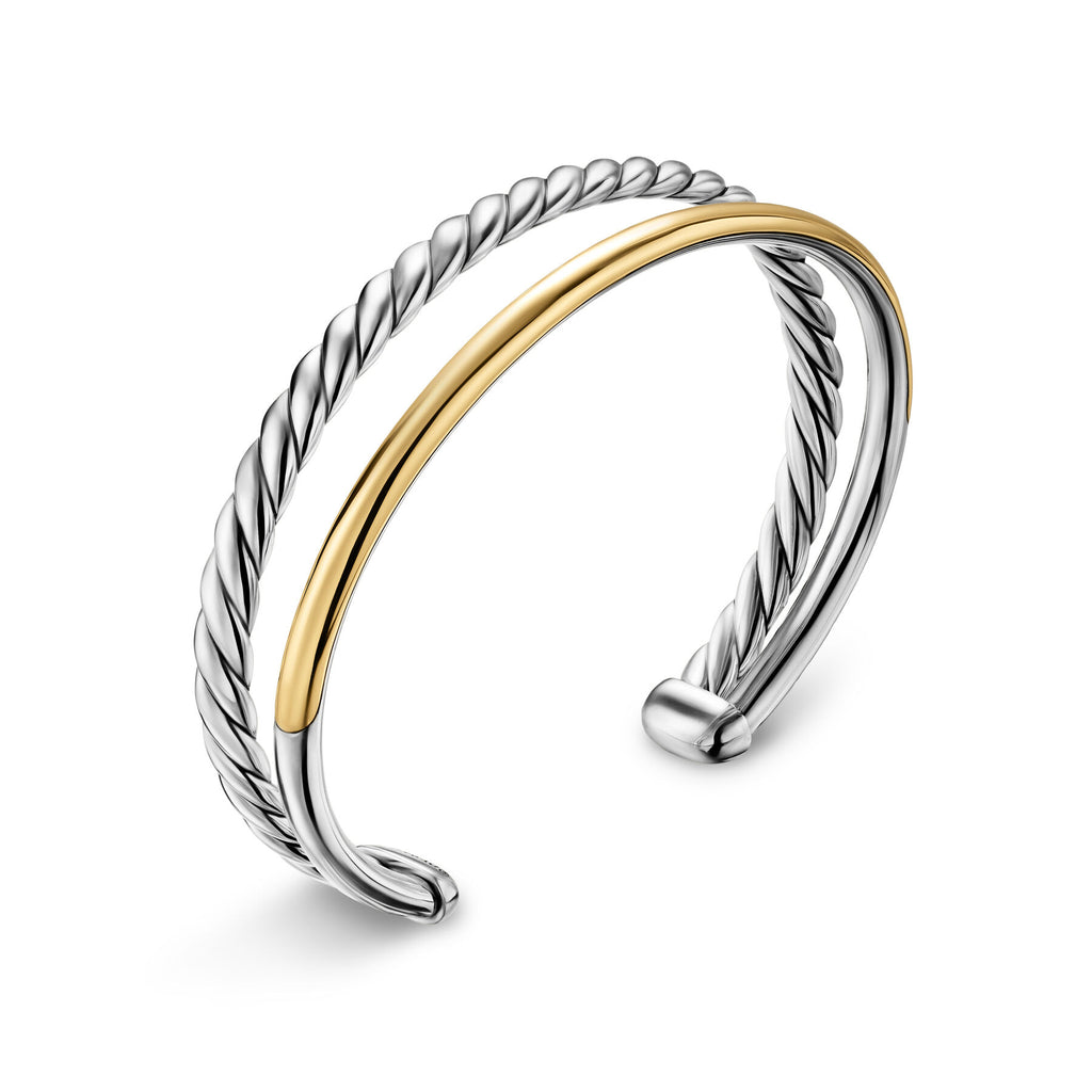 David Yurman Sterling Silver and Yellow Gold Mercer 2-Row Bracelet