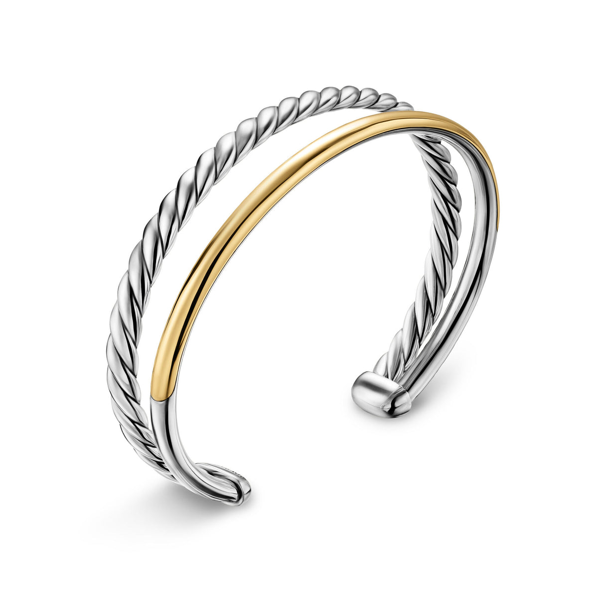 David Yurman Sterling Silver and Yellow Gold Mercer 2-Row Bracelet