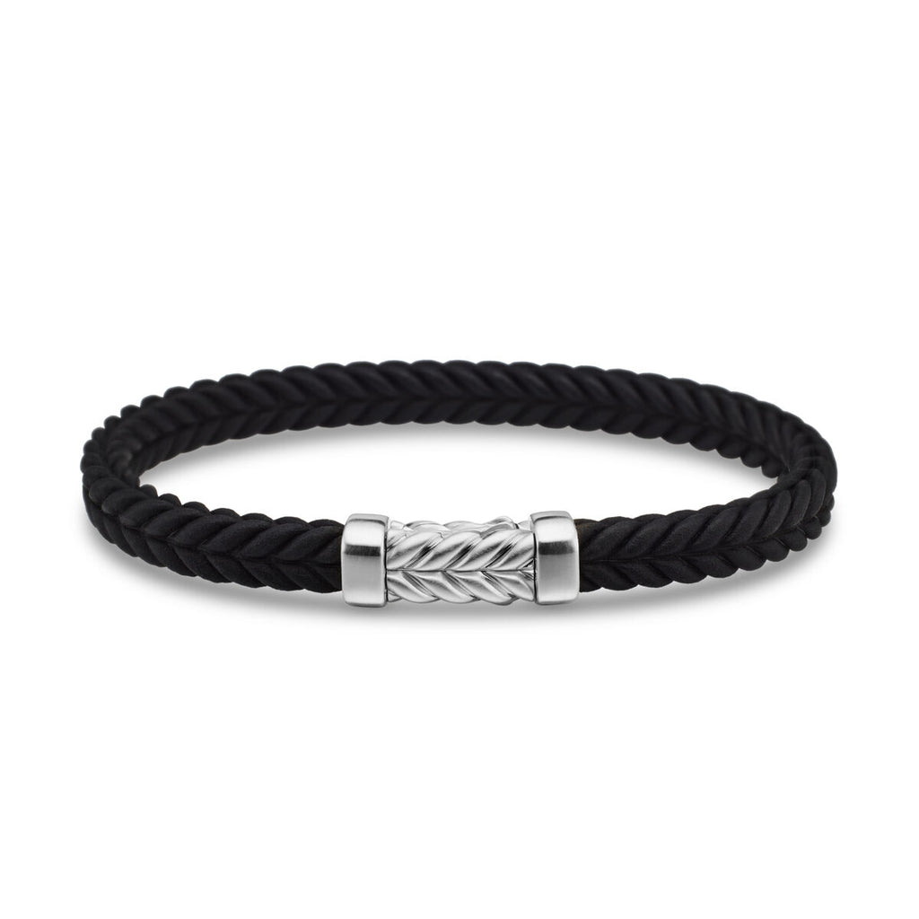 David Yurman 6 mm Chevron Black Rubber Bracelet