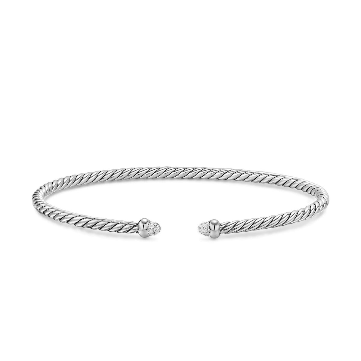 David Yurman Silver Micro Cable Flex Diamond Bracelet