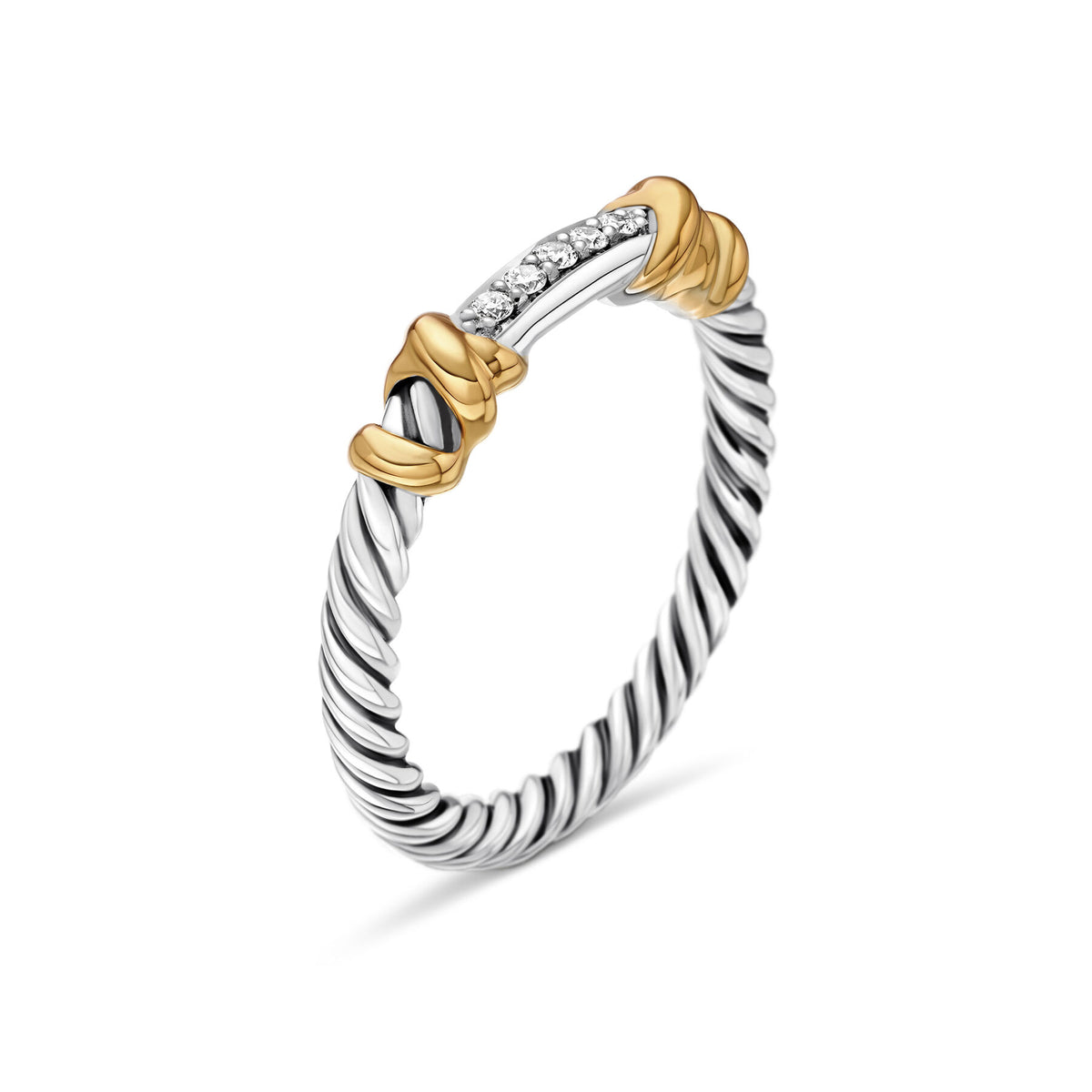 David Yurman Silver and Yellow Gold Petite Helena Wrap Ring