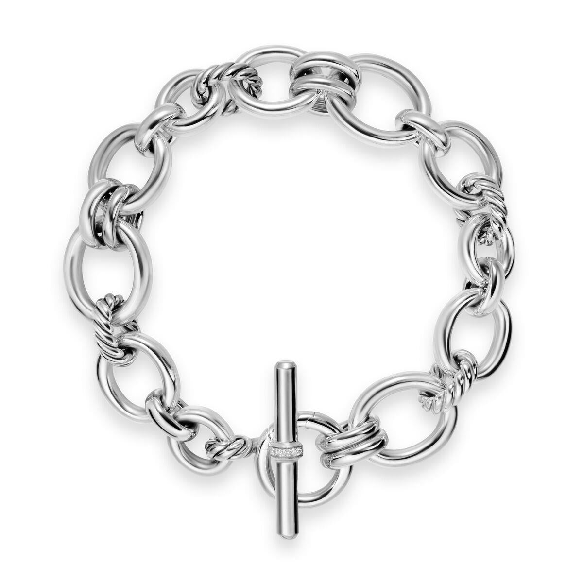 David Yurman Sterling Silver Mercer Chain Diamond Toggle Bracelet