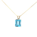 Estate Yellow Gold Blue Topaz Emerald Cut Pendant