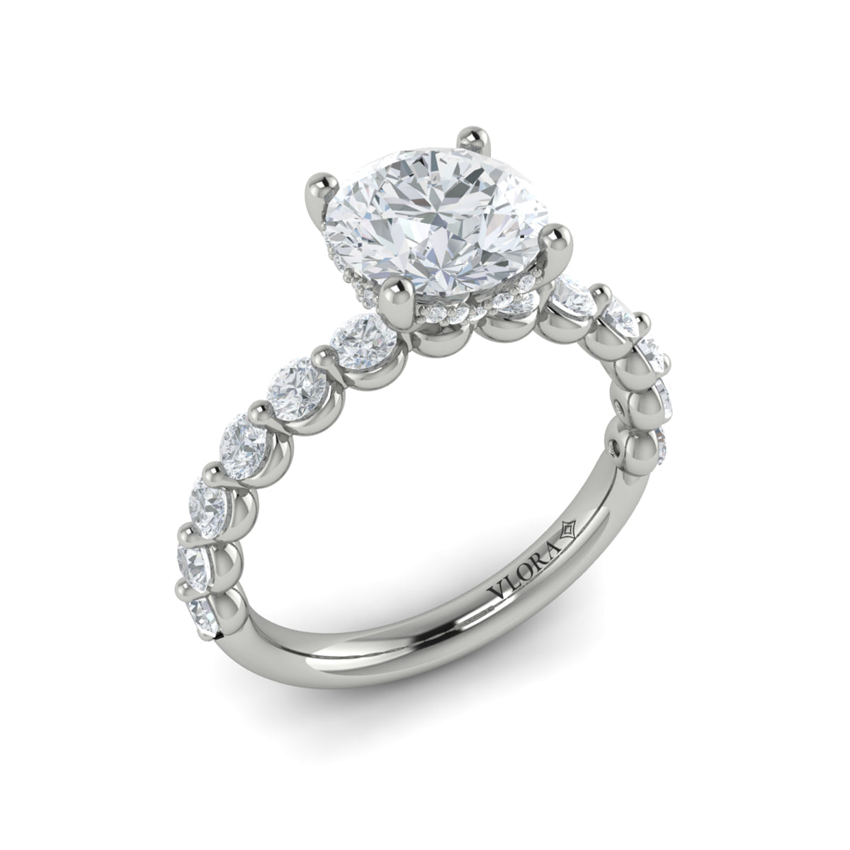 Vlora White Gold Bubble Diamond Engagement Ring Mounting