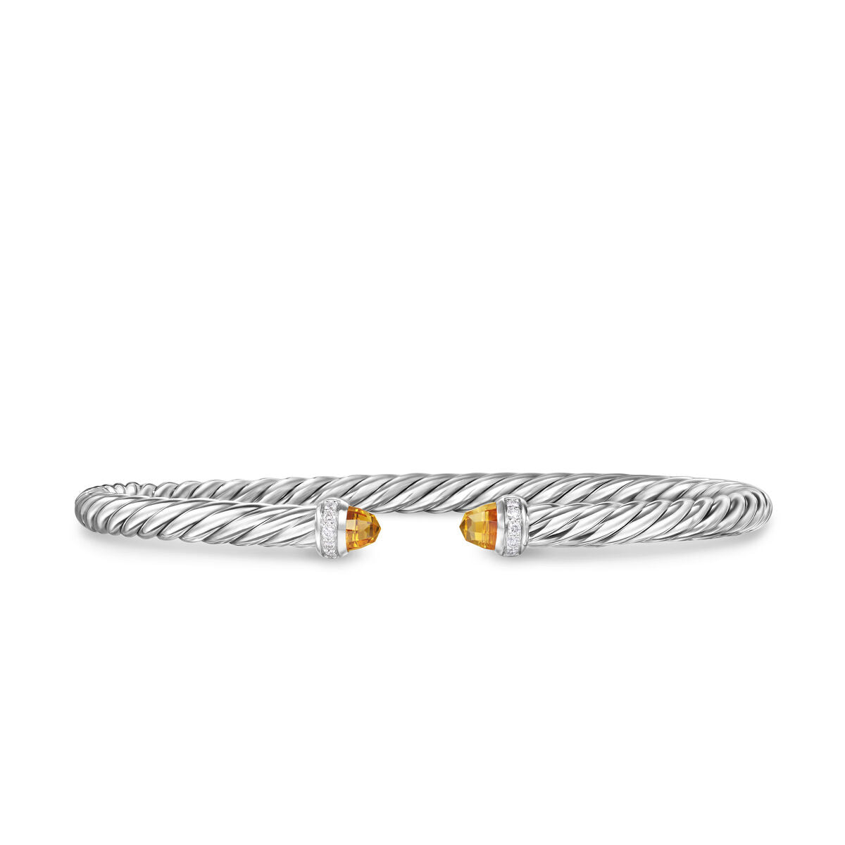 David Yurman Sterling Silver Cable Flex Citrine Bracelet with Diamonds