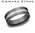 Ammara Stone White Gold and Grey Tantalum Brushed Wedding Band