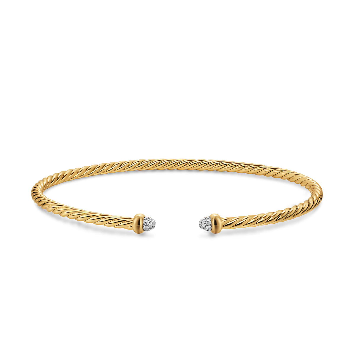 David Yurman Yellow Gold Micro Cablespiria Flex Pave Dome Bracelet