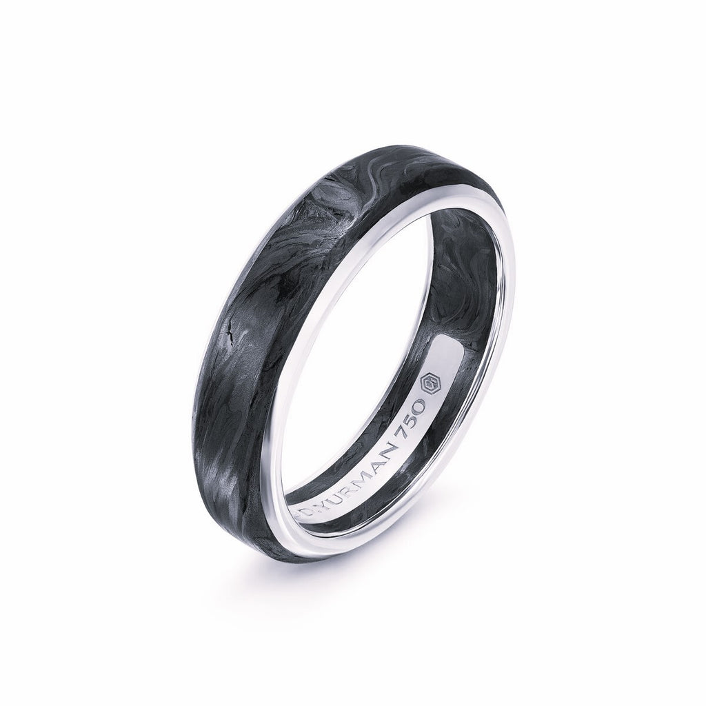 David Yurman White Gold Streamline Forged Carbon Band Ring