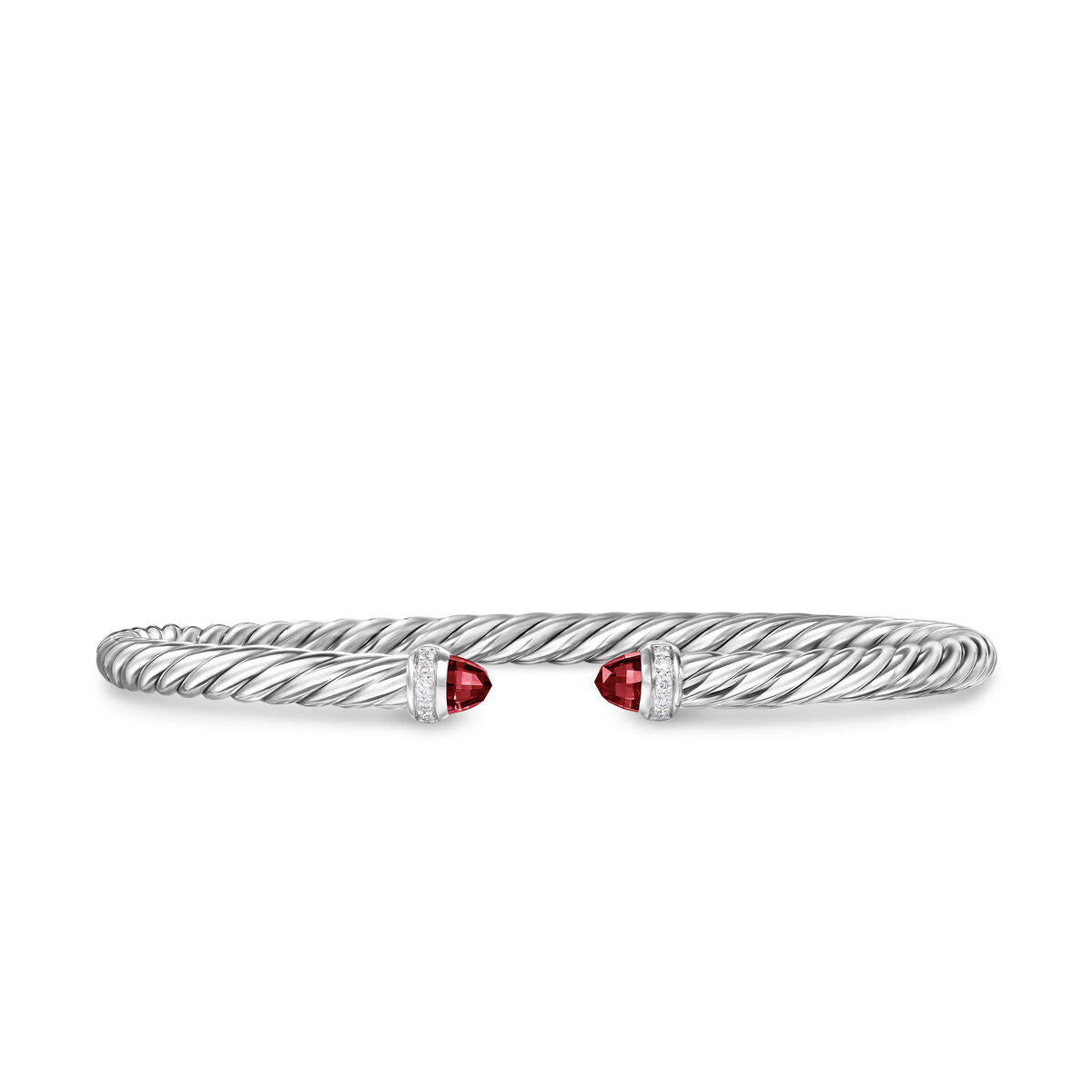 David Yurman Sterling Silver Cable Flex Rhodolite Garnet Bracelet with Diamonds