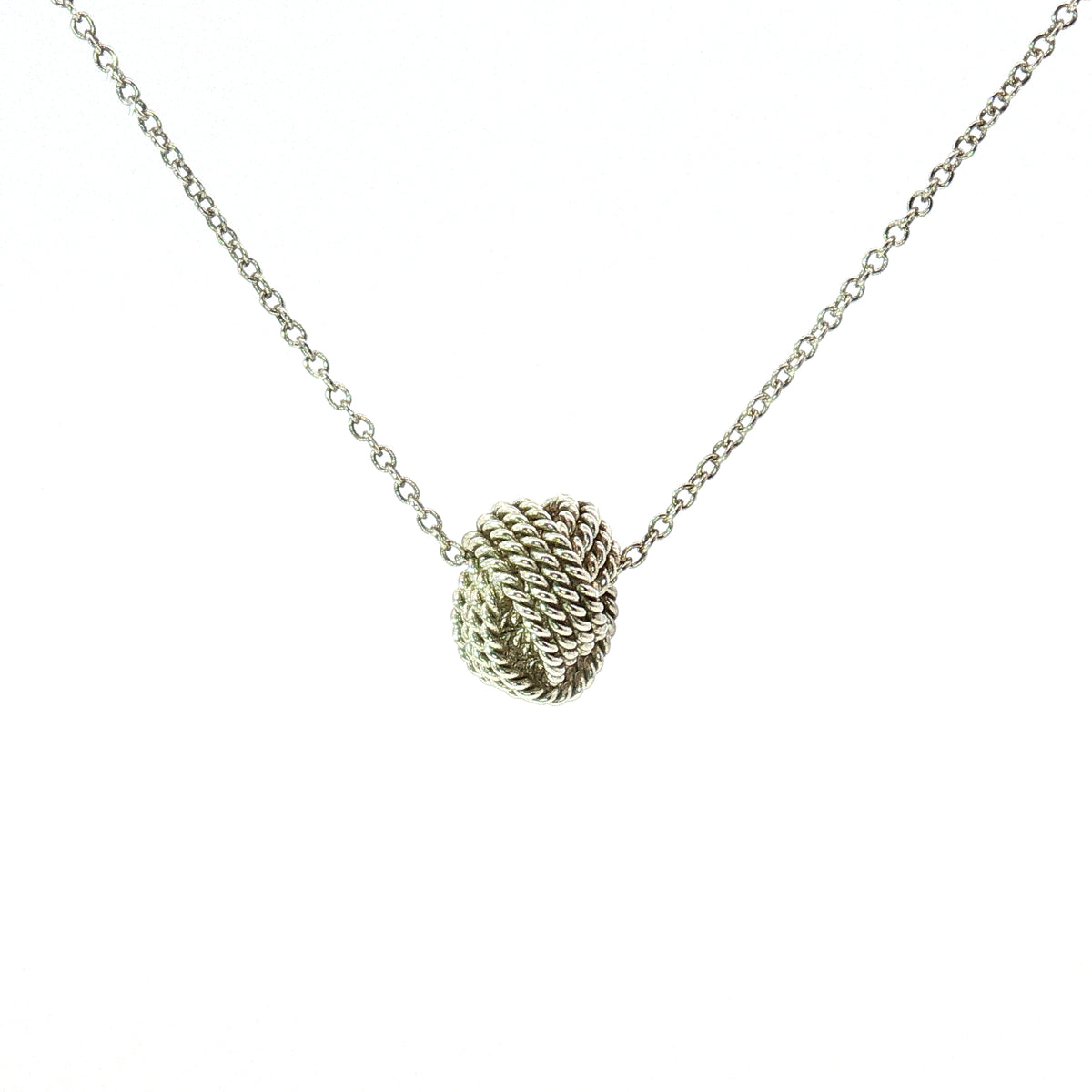 Estate Tiffany Sterling Silver Knot Pendant Necklace