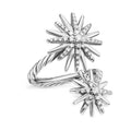David Yurman Sterling Silver Starburst Bypass Ring with Diamonds