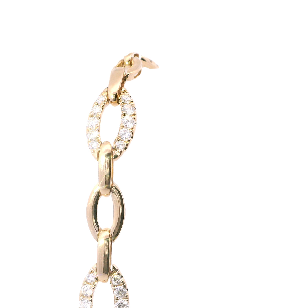 Yellow Gold Large Cable Link with Diamonds Bracelet