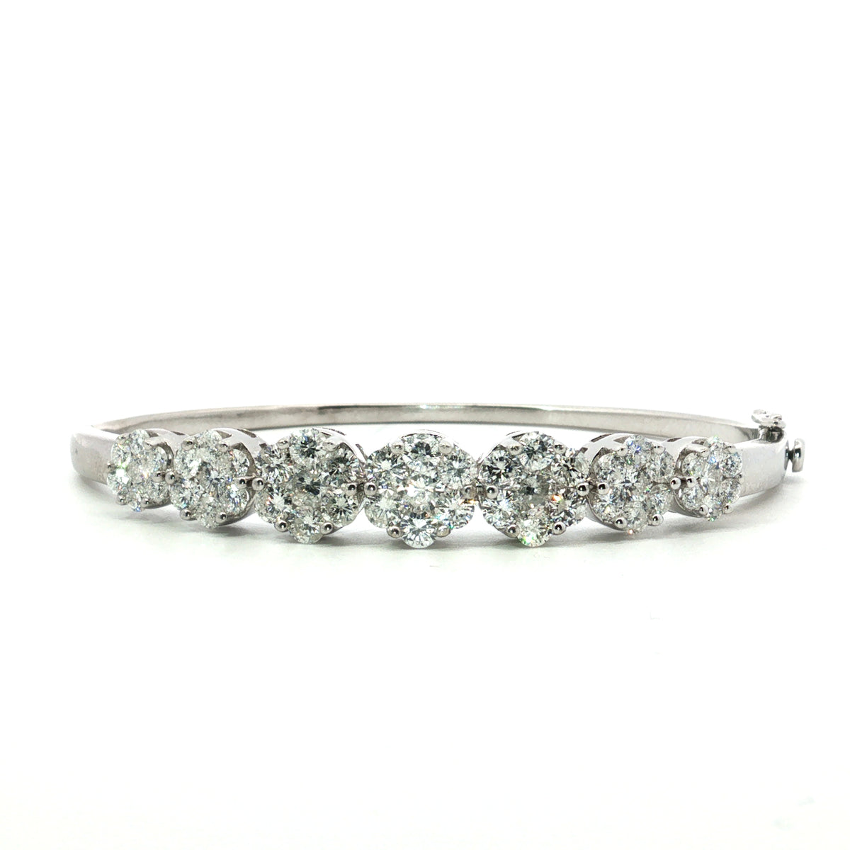 Estate White Gold Diamond Flower Bangle
